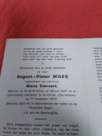 Doodsprentje August Pieter Maes / Sint Gillis Waas 28/6/1891 - 17/11/1976 ( Maria Everaert ) - Religion & Esotérisme