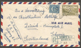 1947 Registered Airmail Cover 15c War/Peace Sidney BC To Switzerland (receiver) - Postal History