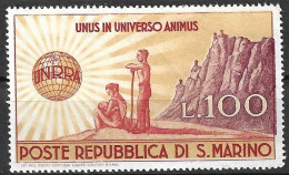 SAN MARINO -1946 -NAZIONI UNITE - U.N.R.R.A. - LIRE 100 - NUOVO MH* ( YVERT 278- MICHEL 350  - SS 296) - Unused Stamps