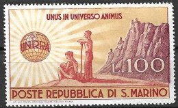 SAN MARINO -1946 -NAZIONI UNITE - U.N.R.R.A. - LIRE 100 - NUOVO MH* ( YVERT 278- MICHEL 350  - SS 296) - Neufs