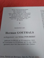 Doodsprentje Herman Goethals / Wilrijk 20/8/1925 Sint Niklaas 12/5/1995 ( Irène Foubert ) - Religion & Esotérisme