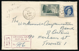 1956 Registered Cover 25c Wilding Forestry CDS Ottawa Sub No 4 Ontario - Postgeschiedenis