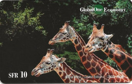 Switzerland: Prepaid GlobalOne - Animal World 1. Giraffe - Suisse