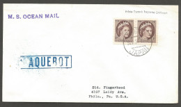 1957 Paquebot Cover 2x1c Wildings MS Ocean Mail Kobe Japan - Historia Postale