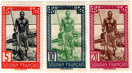 SUDAN FRANCESE, FRENCH SUDAN, BOATMAN SUDANESE, 1931, FRANCOBOLLI NUOVI (MLH*) Scott:FR-SU 99-101 - Unused Stamps