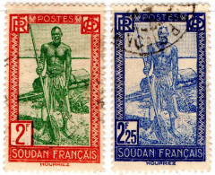 SUDAN FRANCESE, FRENCH SUDAN, BOATMAN SUDANESE, 1931-1940, FRANCOBOLLI USATI Scott:FR-SU 95,96 - Usados