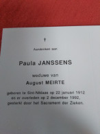 Doodsprentje Paula Janssens / Sint Niklaas 22/1/1912 - 2/12/1992 ( August Meirte ) - Religion & Esotérisme