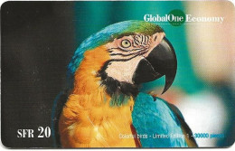 Switzerland: Prepaid GlobalOne - Colorful Birds 1. Parrot - Suisse