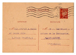 TB 4628 - 1942 - Entier Postal Type PETAIN - Mrs G.BRUYAS / A.RANDU ( Quincaillier ) à LYON M. MARCELLOT à SAINT DIZIER - Standard Postcards & Stamped On Demand (before 1995)