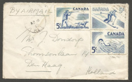 1957 Airmail Cover 15c Sports Multi CDS Tyne Valley PEI Prince Edward Island To Holland - Histoire Postale