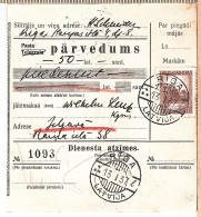 Latvia Lettland 1937 Postal History Money Transfer Receipt - Lettonie