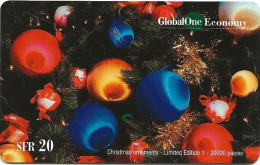 Switzerland: Prepaid GlobalOne - Christmas Ornaments 1 - Suisse