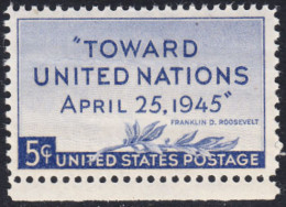 !a! USA Sc# 0928 MNH SINGLE W/ Bottom Margin (a2) - United Nations Conference - Ungebraucht