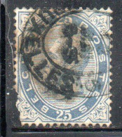 BELGIQUE BELGIE BELGIO BELGIUM 1883 KING ROI LEOPOLD II 25c USED OBLITERE' USATO - 1883 Leopoldo II