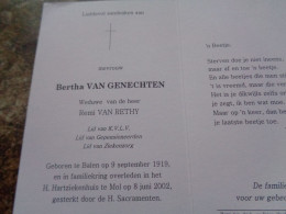 Doodsprentje/Bidprentje   Bertha VAN GENECHTEN   Balen 1919-2002 Mol  (Wwe Remi VAN RETHY) - Religion & Esotérisme