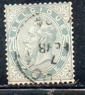 BELGIQUE BELGIE BELGIO BELGIUM 1883 KING ROI LEOPOLD II 20c USED OBLITERE' USATO - 1883 Leopold II.