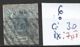 LUXEMBOURG 6 Oblitéré Côte 30 € ( Aminci ) - 1859-1880 Coat Of Arms