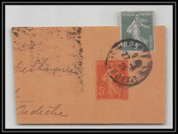 0738 France Entier Postal Stationery Semeuse 5c Orange Demi Bande Journal Type D1 + Complément 10c  - Streifbänder