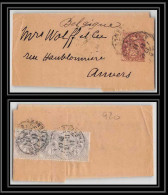 0920 France Entier Postal Bande Journal Type Blanc 2c Brun Oblitéré Pau Anvers Belgique (Belgium) Complément 5c 1911 - Striscie Per Giornali