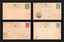 1591/ Straits Settlements Asia Lot De 4 Entier Stationery Carte Postale (postcard) Victoria Dont 3c Bleu - Straits Settlements