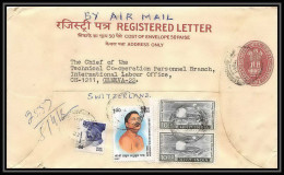 1889/ Inde (India) Entier Stationery Enveloppe (cover) Registered Letter 1987 Suisse (Swiss)  - Sobres