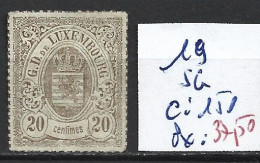 LUXEMBOURG 19 Sans Gomme Côte 150 € - 1859-1880 Stemmi