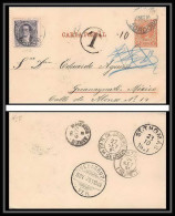 3939/ Argentine (Argentina) Entier Stationery Carte Lettre Letter Card Taxé Pour Mexico 1891 Via Rio De Janeiro St Thoma - Entiers Postaux
