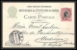 3972/ Brésil (brazil) Entier Stationery Carte Postale (postcard) N°27 15 Lines Pour Uerdingen 1902 - Postwaardestukken
