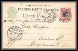 3996/ Brésil (brazil) Entier Stationery Carte Postale (postcard) N°27 Pour Berlin Allemagne (germany) 1902 - Postal Stationery