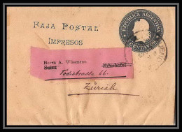 4118/ Argentine (Argentina) Entier Stationery Bande Pour Journal Newspapers Wrapper N°29 1900 Pour Zurich Suisse (Swiss) - Interi Postali