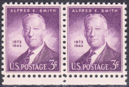 !a! USA Sc# 0937 MNH Horiz.PAIR W/ Bottom Margins - Alfred E. Smith - Ongebruikt