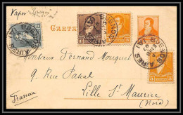 4507 Carte Lettre + Complement Maritime Vapor Espagne 1897 Pour Lille Argentine (Argentina) Entier Postal Stationery - Entiers Postaux