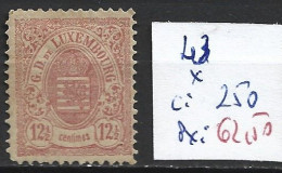 LUXEMBOURG 43 * Côte 250 € - 1859-1880 Wappen & Heraldik