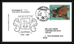 5207/ Pegase Tirage Numerote 116/300 Y&t 52 Tortue Turtle Mayotte 1998 Fdc Premier Jour Lettre Cover - Covers & Documents