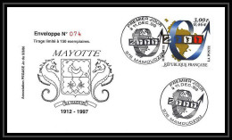 5216/ Pegase Tirage Numerote 74/300 Y&t 80 L'an 2000 Mayotte 1999 Fdc Premier Jour Lettre Cover - Covers & Documents