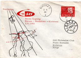 SUEDE -- Enveloppe -- SAS Nordpolen -- Kiruna Pour Kirkenes (Norvège) 2.6.1963 - Briefe U. Dokumente