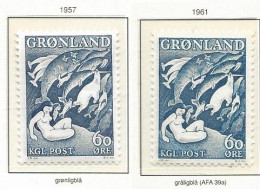 Greenland  1957-1961  Greenlandic Legends (I),  Sedna, Scene From The Legend "The Mother Of Sea  MI 39 A And B   MNH(**) - Neufs