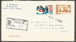 1969 Registered Cover 56c Centennial/Curling CDS Toronto Sub No 142 Ontario - Postgeschiedenis