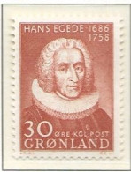 Greenland  1958 Hans Egede (1686-1758), "Apostle Of The Eskimos"; Painting By Johan Hørner (1711-1764) MI 42   MNH(**) - Unused Stamps