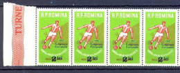 Roumanie (Romania) MNH ** -012 N° 1829 - Football (Soccer) (soccer) Bande De 4 - Championnat D'Europe (UEFA)