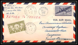 0867 Lettre Aviation (Airmail Cover Luftpost) USA Premier Vol (first Flight) 1946 Cicero Illinois Cayenne Guyane - Storia Postale