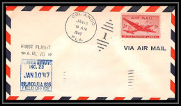 0971 Lettre USA Aviation Premier Vol Airmail Cover First Flight Aeroplane 1947 Orlando AM 75 - 2c. 1941-1960 Briefe U. Dokumente