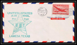 0974 Lettre USA Aviation Premier Vol Airmail Cover First Flight Aeroplane 1947 Lamesa, Texas - 2c. 1941-1960 Briefe U. Dokumente