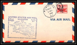 0986c Lettre USA Aviation Premier Vol Airmail Cover First Flight Aeroplane 1948 Wilmington Carolina Am 87 - 2c. 1941-1960 Briefe U. Dokumente