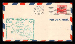 0986d Lettre USA Aviation Premier Vol Airmail Cover First Flight Aeroplane 1948 Louisville Am 87 - 2c. 1941-1960 Briefe U. Dokumente