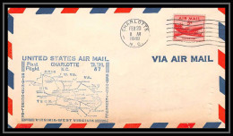 0986g Lettre USA Aviation Premier Vol Airmail Cover First Flight Aeroplane 1948 Greensboro Charlotte Am 87 - 2c. 1941-1960 Briefe U. Dokumente