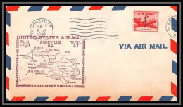 0986h Lettre USA Aviation Premier Vol Airmail Cover First Flight Aeroplane 1948 Asheville Carolina Am 87 - 2c. 1941-1960 Briefe U. Dokumente