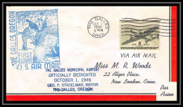 1032 Lettre USA Aviation Premier Vol Airmail Cover First Flight Aeroplane 1946 The Dalles, Oregon AIRPORT - 2c. 1941-1960 Briefe U. Dokumente