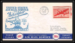 1132 Hélicoptère Helicopter Aviation Premier Vol (Airmail Cover First Flight) 1949 AM 96 La Grange (Illinois) - 2c. 1941-1960 Covers