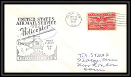 1133 Hélicoptère Helicopter Aviation Premier Vol (Airmail Cover First Flight) 1949 AM 96 Glenview, Illinois - 2c. 1941-1960 Covers